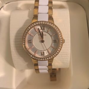Fossil White and gold watch